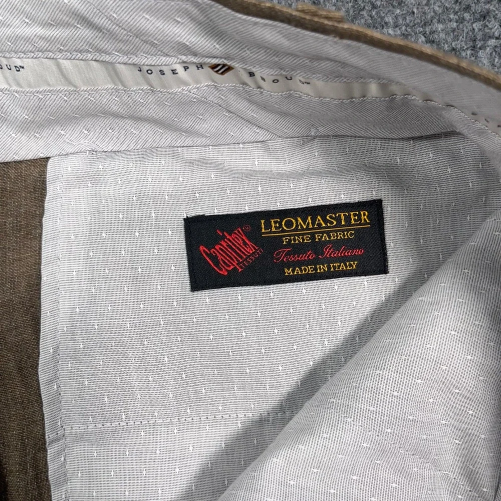 Joseph Abboud Heritage Pants Mens 44 100% Linen Leomaster Italian Brown Unhemmed